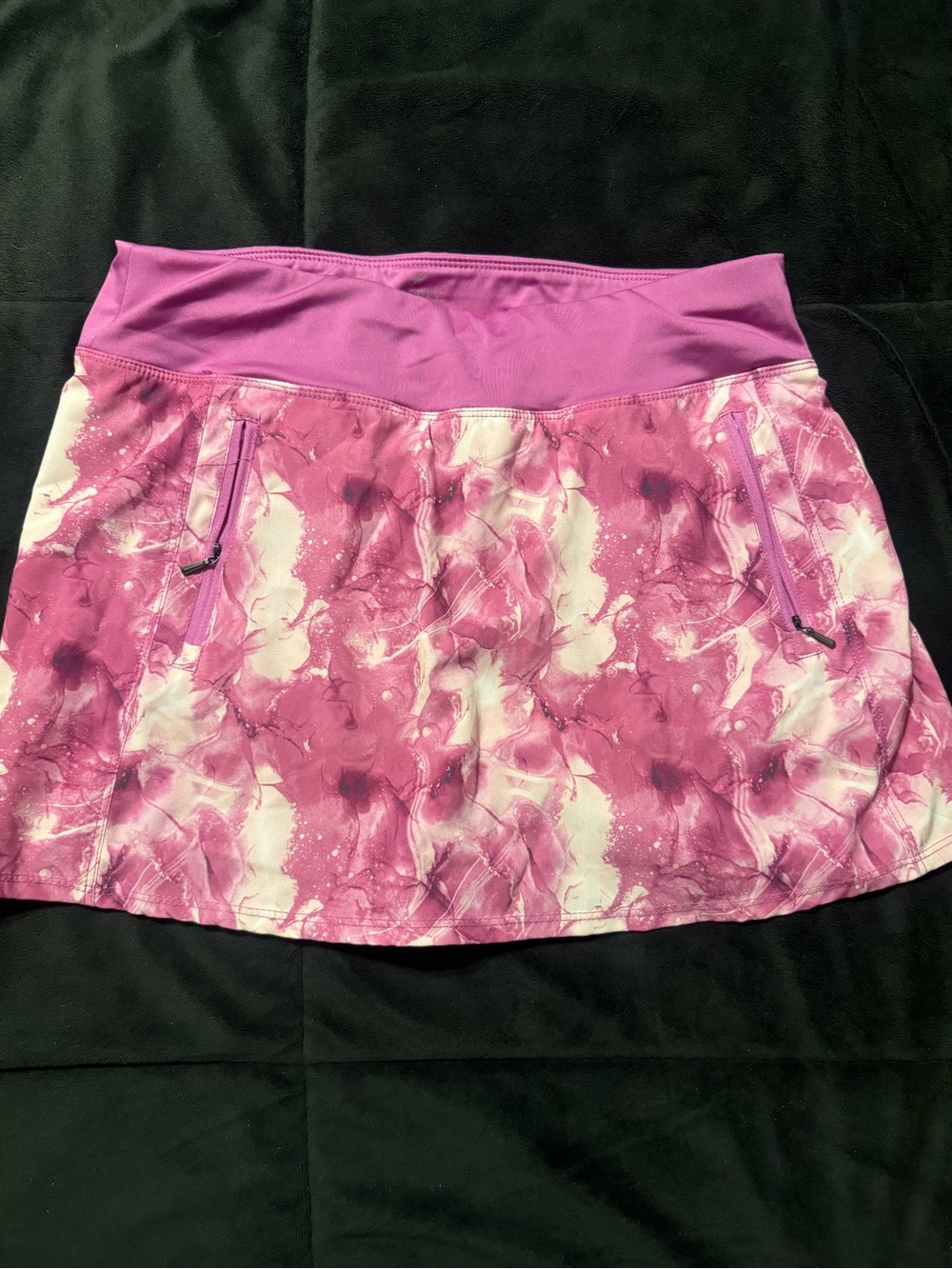 Freely XL Pink Floral Athletic Skort Built In Shorts Zip Pockets